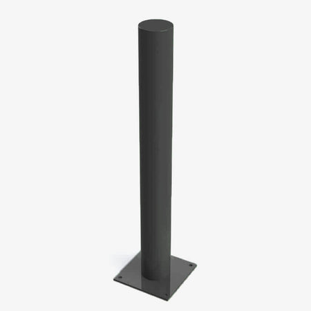 Defender 114mm diameter bolt down steel bollard in Black