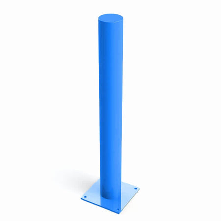 Defender 114mm diameter bolt down steel bollard in Blue