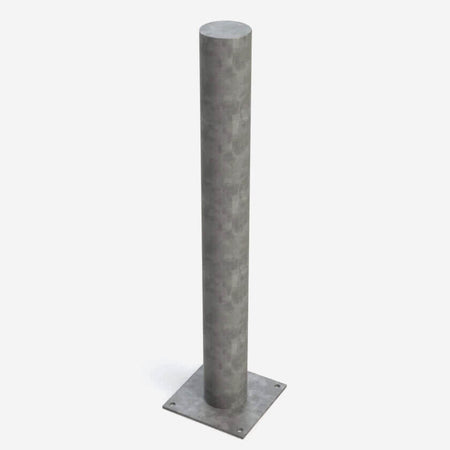 Defender 114mm diameter bolt down steel bollard in a Galvanised finish