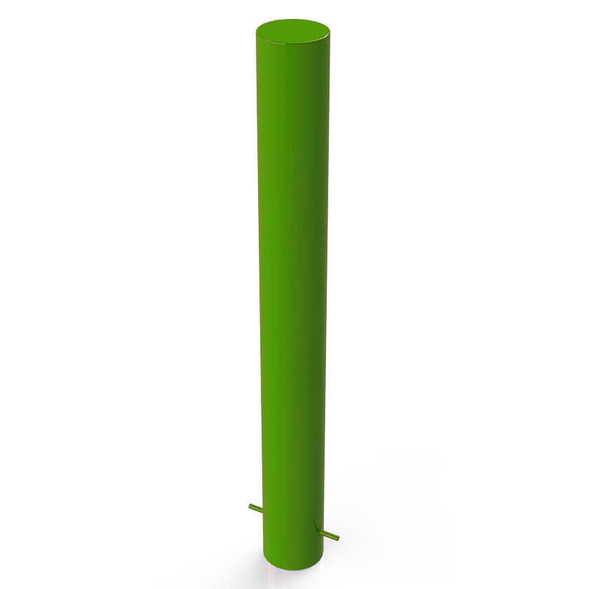 114mm diameter static steel bollard in a Green finish
