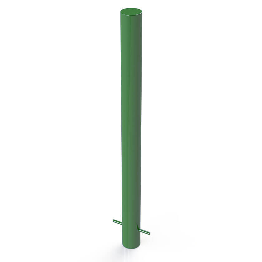 Round 90mm steel bollard in a Green finish