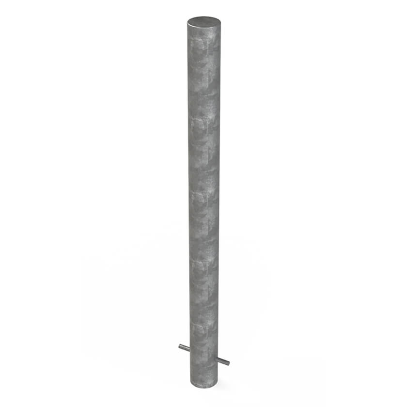 Round 90mm steel bollard in a galvanised finish