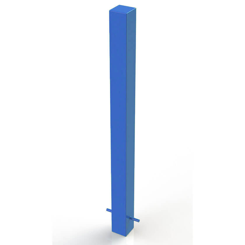 90 x 90mm square steel bollard in a Blue powder coated finish