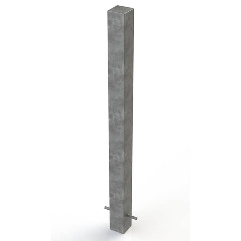 90 x 90mm square steel bollard in a galvanised finish