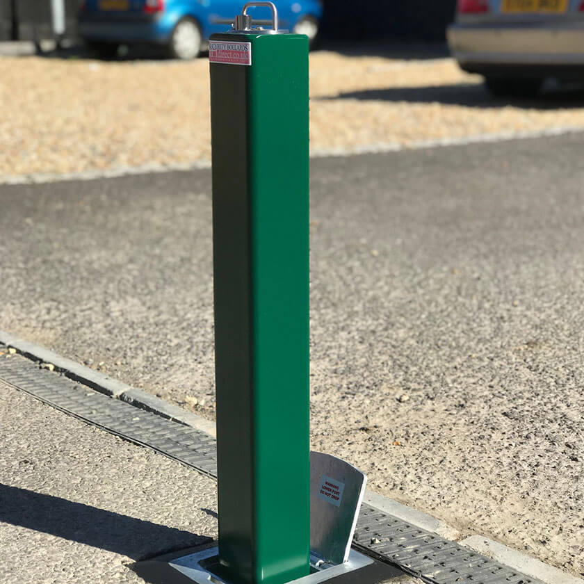 G4RCE 2-Pack Steel Folding Parking Bollards – Removable Security Posts For Driveway