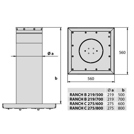 220 x 700mm Static Steel Bolt Down Bollard Specification