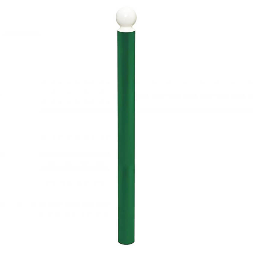 DDA 114mm diameter steel street bollard in Green with a White crown