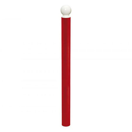 DDA 114mm diameter steel street bollard in Red with a White crown