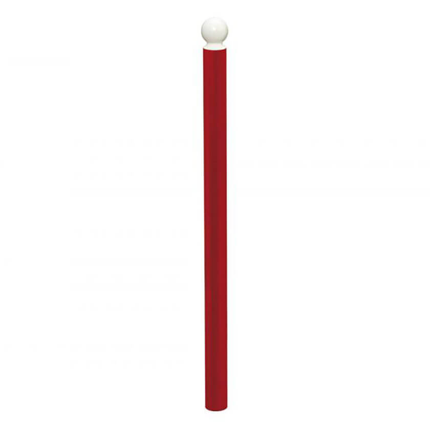 DDA 76mm diameter steel street bollard in Red with a White crown