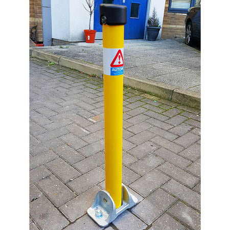 Hinged fold down parking post in Yellow