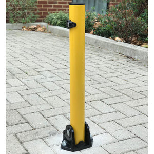KYP1 Fold down parking post in a Yellow powder coated finish