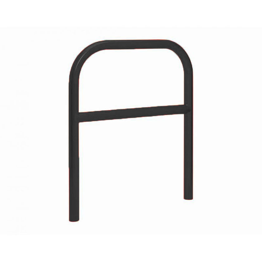 60mm static steel hoop barrier with a centre rail in Black