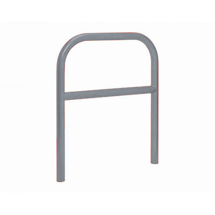 60mm static steel hoop barrier with a centre rail in Silver