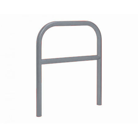 60mm static steel hoop barrier with a centre rail in Silver