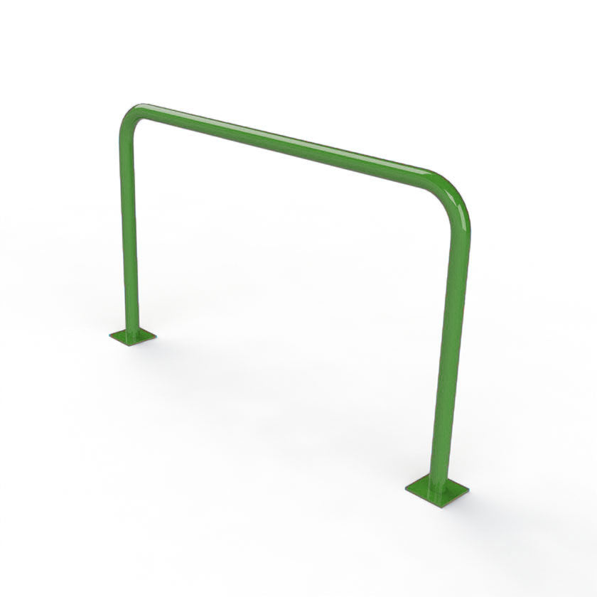 60mm steel fixed hoop barrier in a Green powder coated finish.
