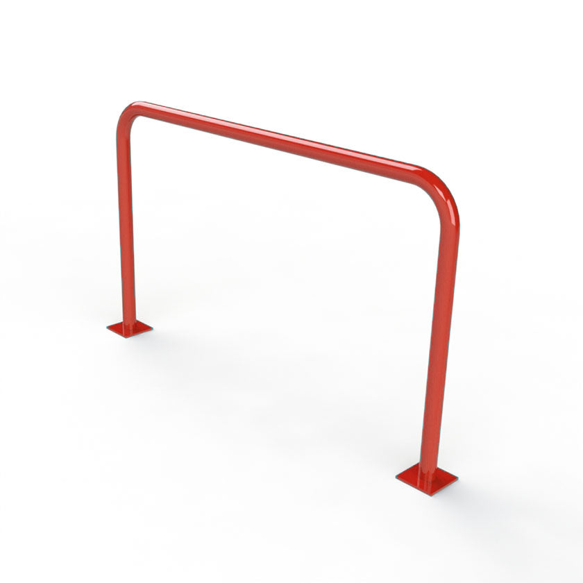 60mm steel fixed hoop barrier in a Red powder coated finish.