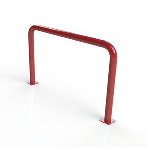 90mm tube static steel hooped security barrier in a Red powder coated finish.