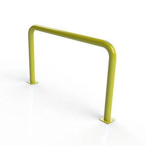 90mm tube static steel hooped security barrier in a Yellow powder coated finish.