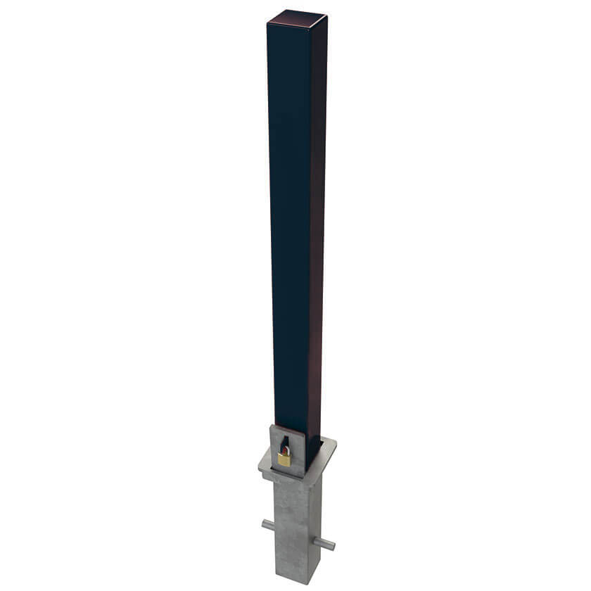 RLO-80 Square Removable bollard in a Black powder coated finish
