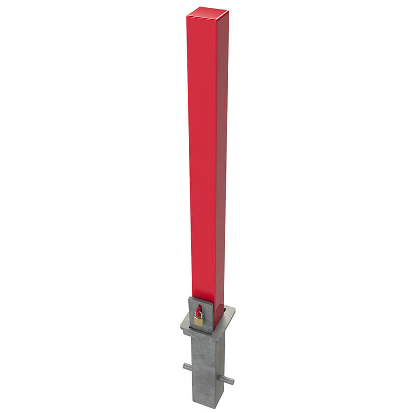 RLO-80 Square Removable bollard in a Red powder coated finish