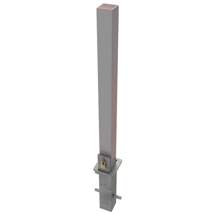 RLO-80 Square Removable bollard in a Silver powder coated finish