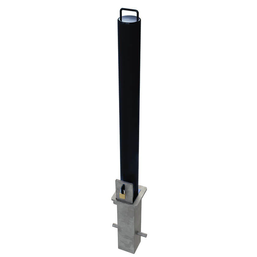 RLO-90 Removable bollard in a Black powder coated finish