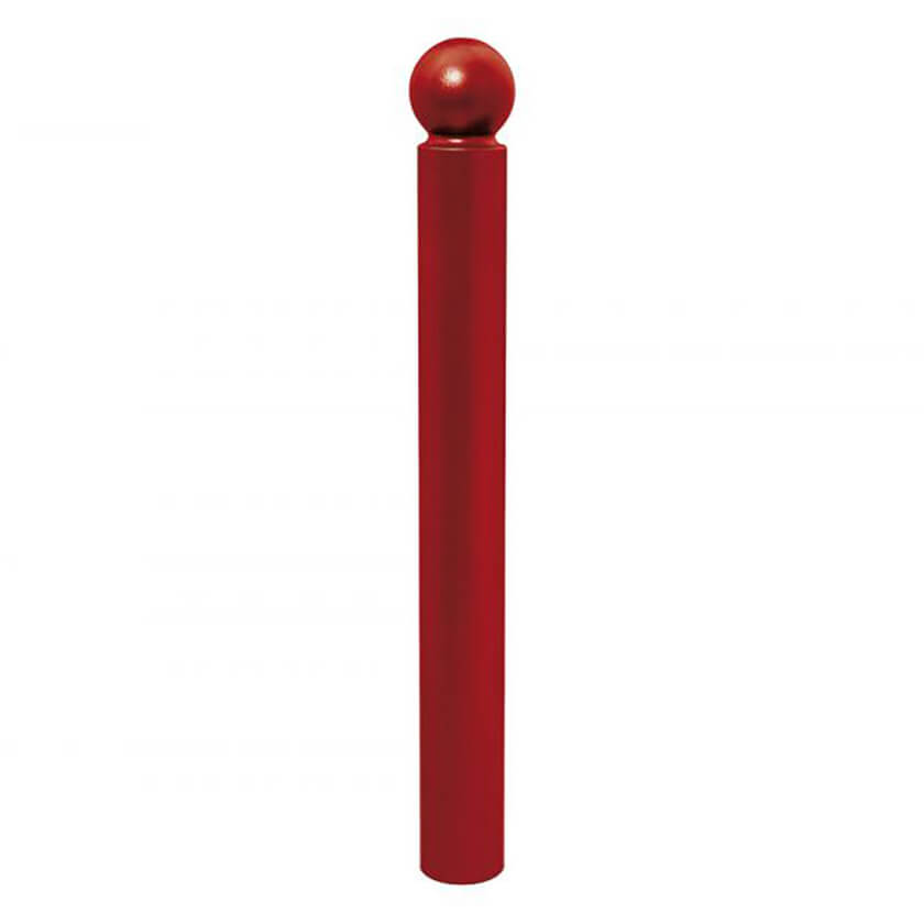 Sphere 114mm diameter steel bollard in Red