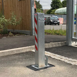 Lift assisted SQ20 telescopic bollard on a commercial estate