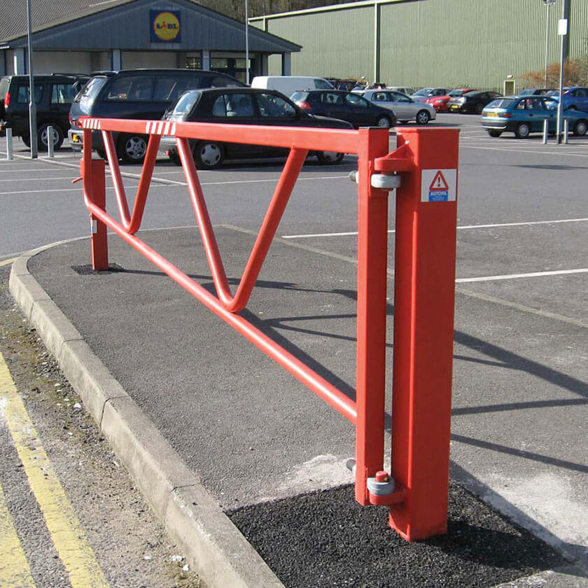 Opening swing gate barrier in Red