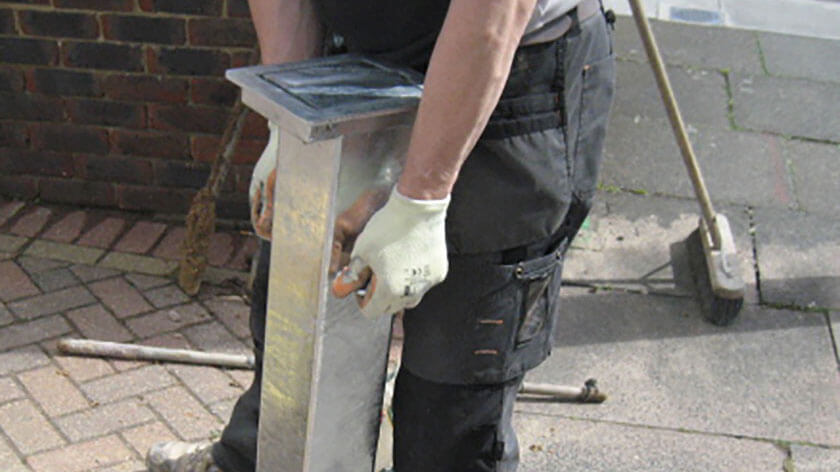 bollard installation being carried out