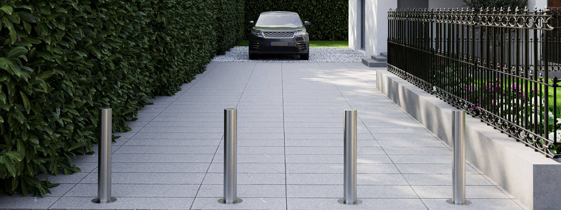 E-GO stainless steel automatic rising bollards from Pilomat of Italy