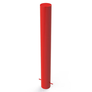 114mm diameter static steel bollard in a Red finish