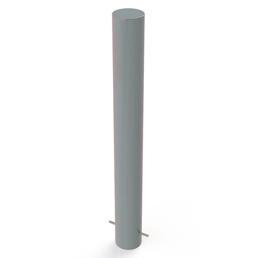 114mm diameter static steel bollard in a Silver finish
