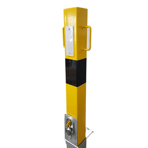 140-y Yellow removable bollard showing the White reflector plate