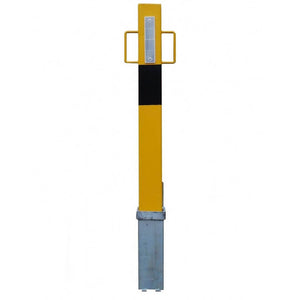 140-y Yellow removable bollard showing the White reflector plate