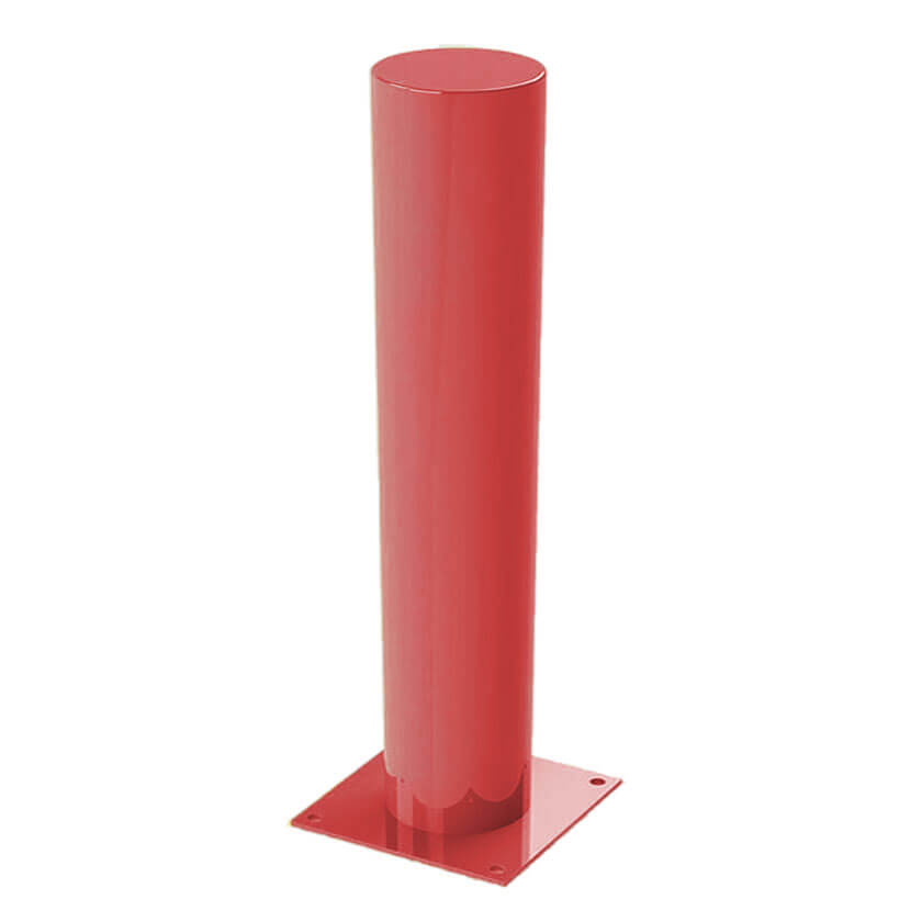 Defender bolt down steel bollard in Red