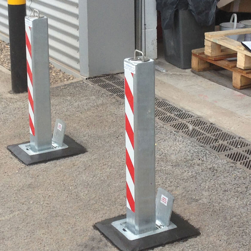 SQ8 anti ram raid telescopic bollards in a galvanised finish