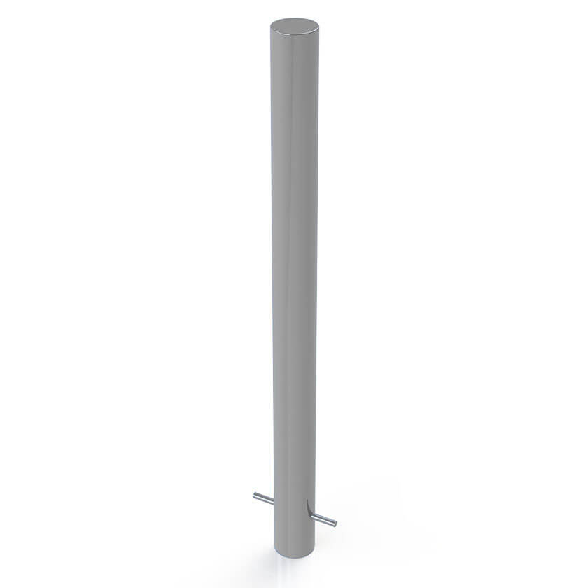 Round 90mm steel bollard in a Silver finish