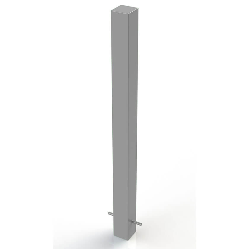 90 x 90mm square steel bollard in a Silver powder coated finish