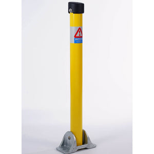 Hinged fold down parking post in Yellow