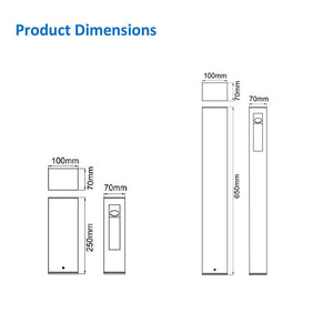 Viella LED light bollard dimensions