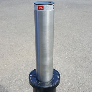 Easy-B semi automatic rising bollard in stainless steel.