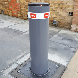 BFT - Stoppy B 700 x 200mm electro mechanical automatic rising bollard in graphite grey.