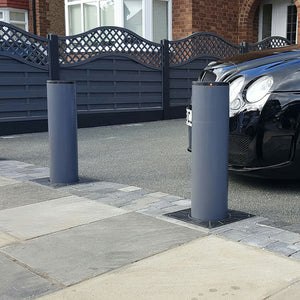 BFT - Easy 700 automatic rising bollards in graphite grey.