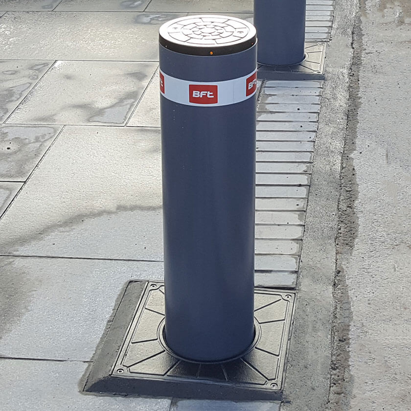 BFT - Easy 700 automatic rising bollard in graphite grey.