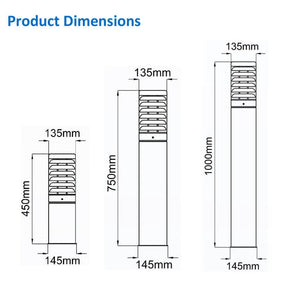 Titano LED lighting bollard dimensions