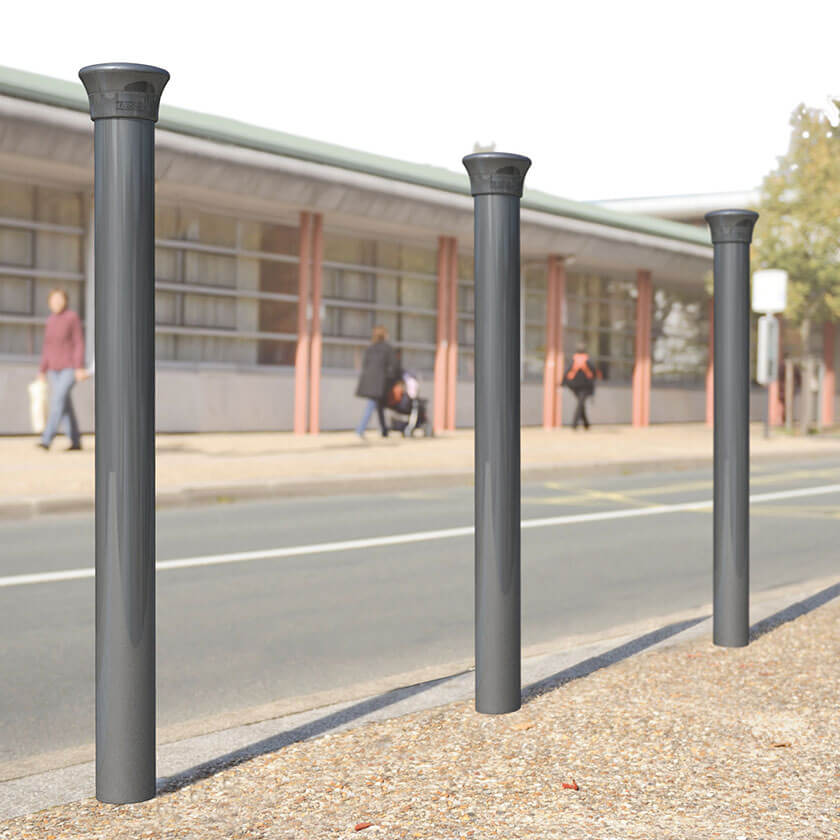 Forum 114mm diameter steel bollard in Grey