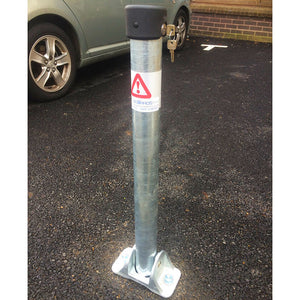 Hinged fold down parking post in a Galvanised finish