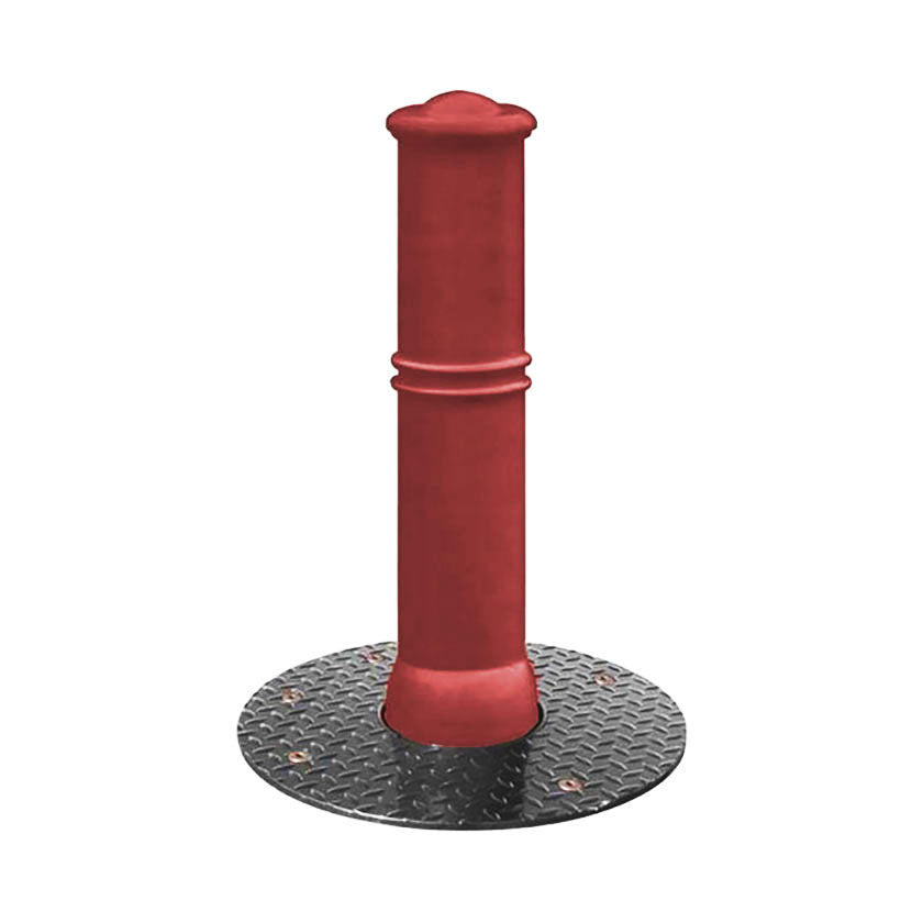 Agora semi automatic rising bollard in a Red powder coated finish.