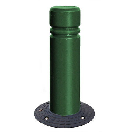 City - semi automatic rising bollard in a green powder coated finish